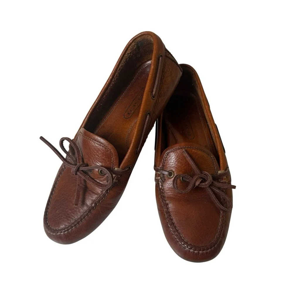 Vintage Coach Women's Dark Leather Loafer Moccasin Driving Shoes Size 6.5 Brazil